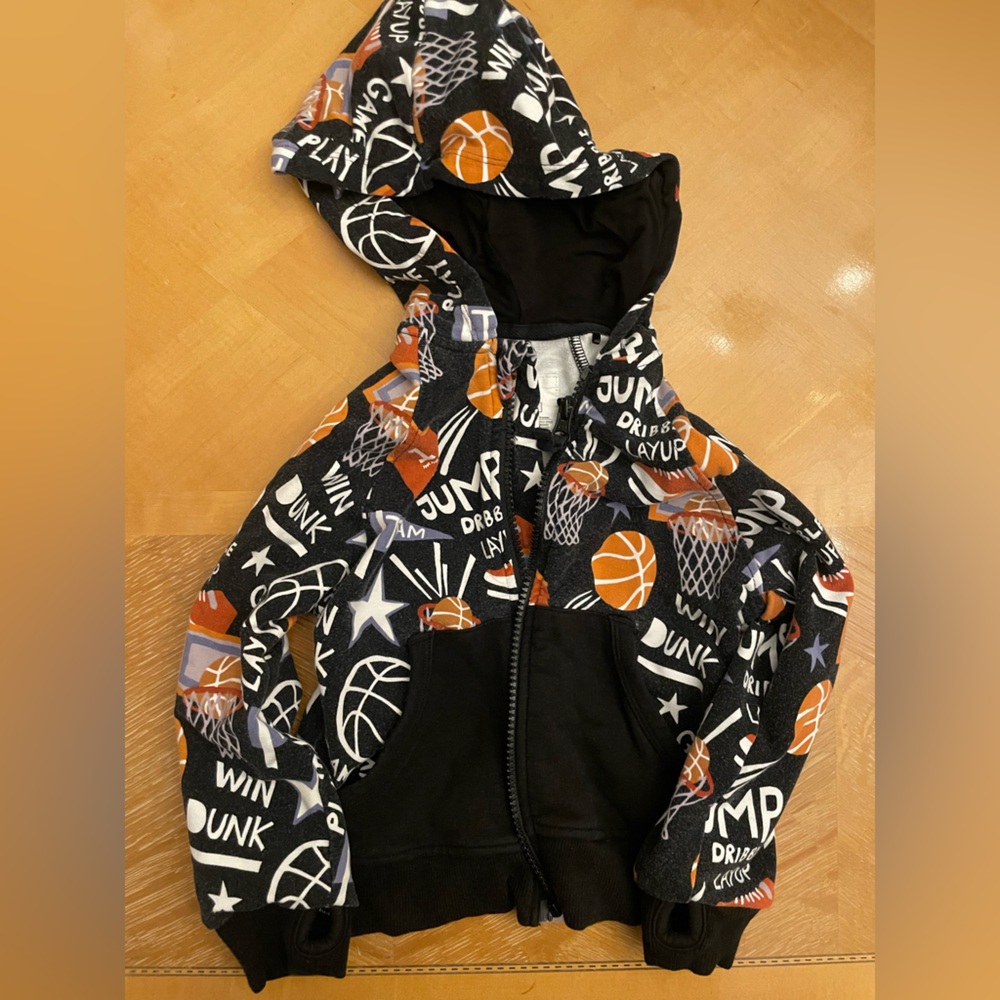 Little Sleepies Basketball Zip up hoodie size 2T